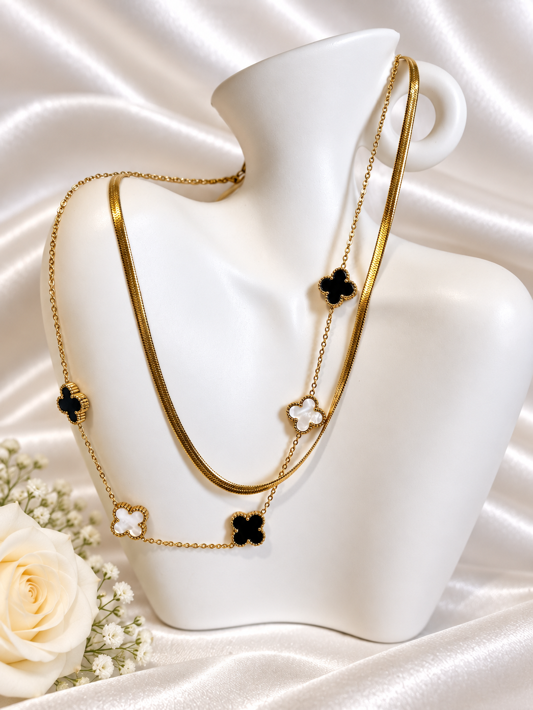 Gouden Gelaagde Ketting  – Alhambra Stijl