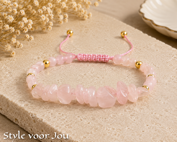 🩷 Armband van natuurlijke Rozenkwarts – de steen van liefde en zachtheid 🩷