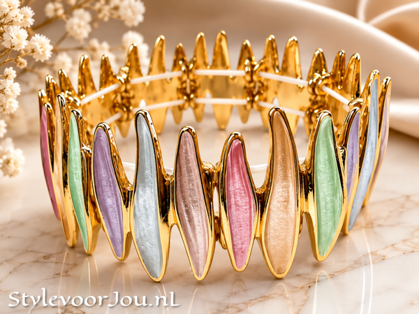 ✨ Kleurrijke armband van verguld chirurgisch staal