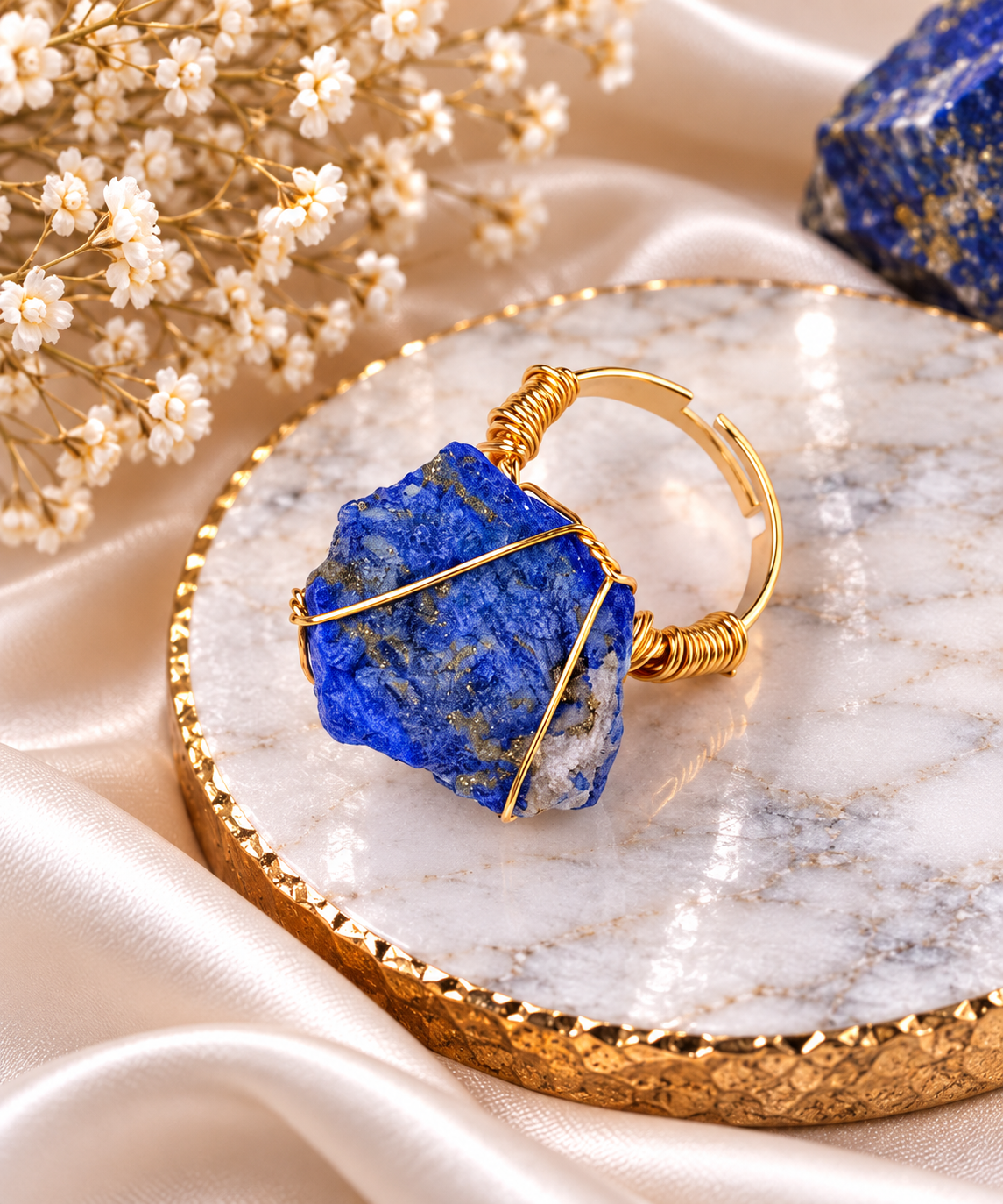 Ring met natuurlijke edelsteen-Lapis Lazuli