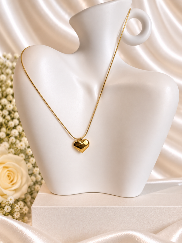 Gouden Snake Ketting-Glad 3D Hart