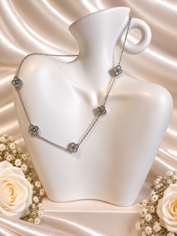 Zilveren Ketting-Guilloché Klavertjes Alhambra ✨
