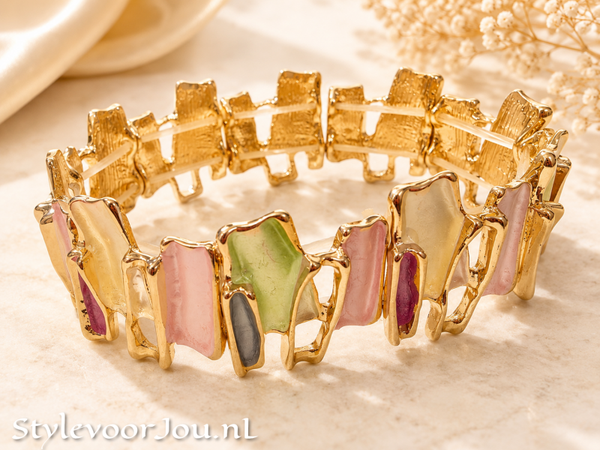 ✨ Kleurrijke armband van verguld chirurgisch staal
