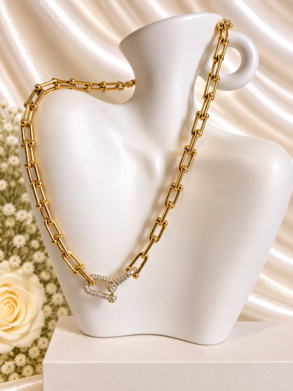 Luxe Schakelketting– HardWear Stijl & Zirkonia