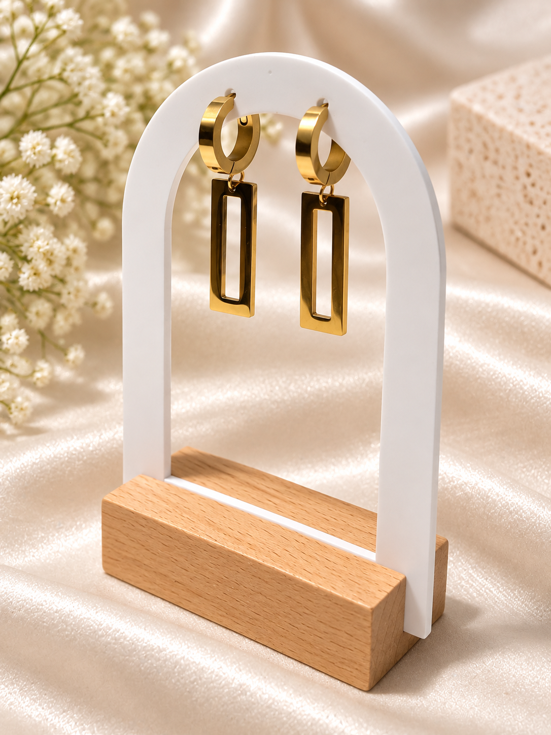 Oorringen met Rechthoekige Hanger (2,5 cm)