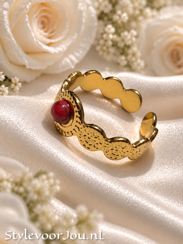 Ring met Steen – Verguld Chirurgisch Staal