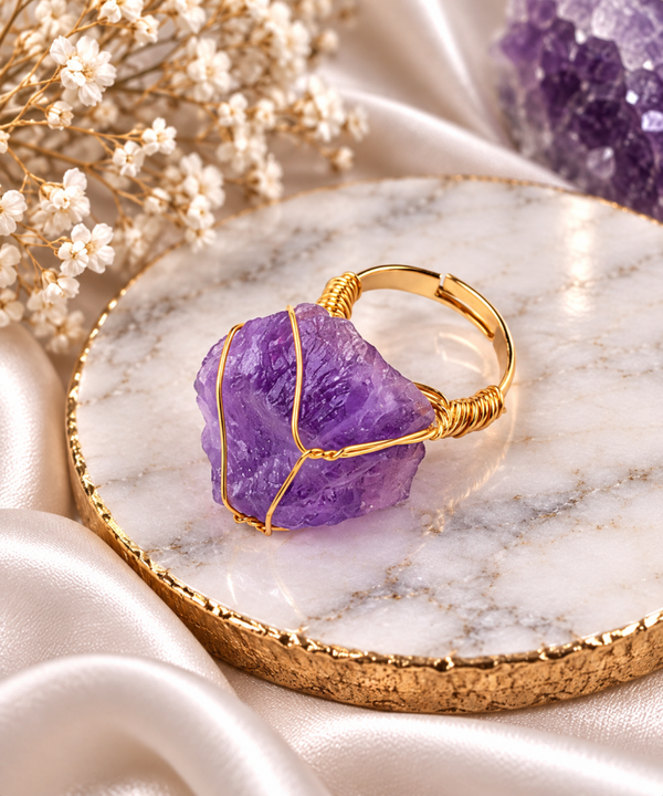 Ring met natuurlijke edelsteen-Amethist