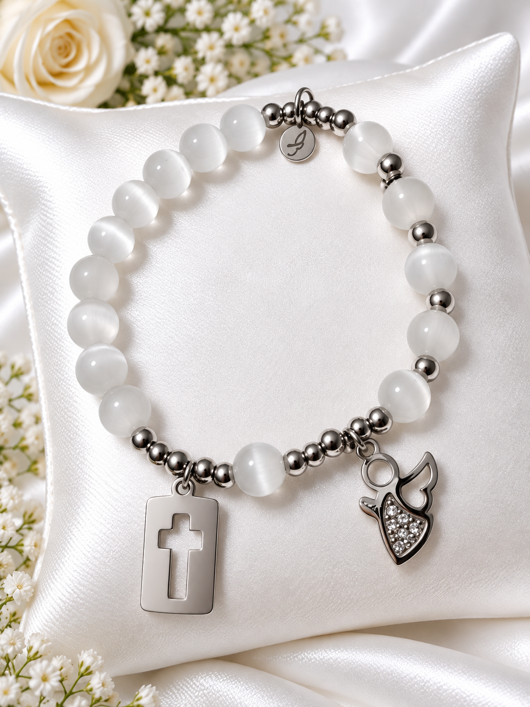 Armband met Wit Kattenoog(402