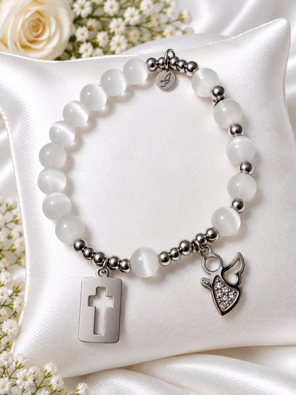 Armband met Wit Kattenoog(402