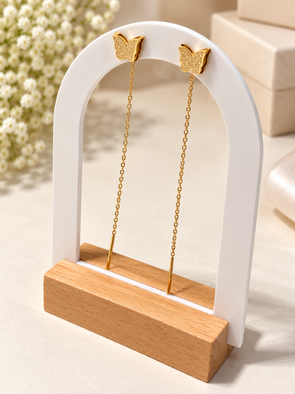 Oorbellen– Gelaagde Vlinders met Glitter (9 cm)