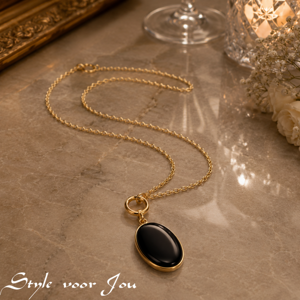✨ Halsketting met Natuurlijke Zwarte Agaat – Klasse en Stijl ✨