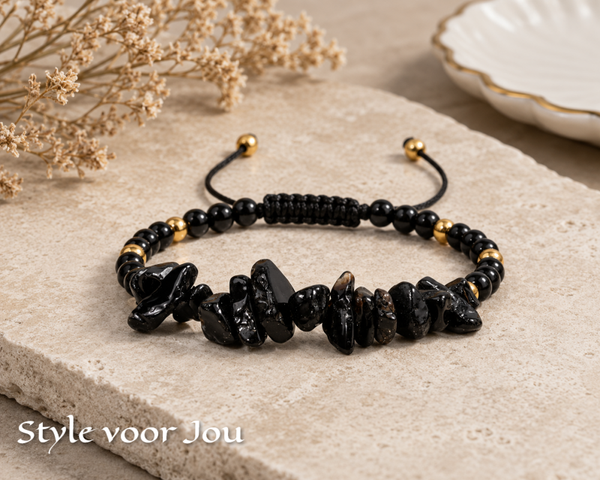 🖤 Armband van natuurlijke Zwarte Onyx – kracht en elegantie 🖤
