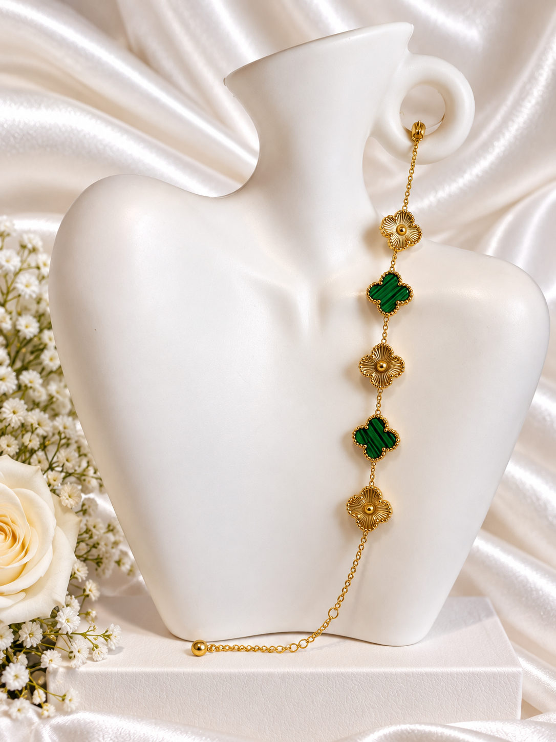Nieuwe Gouden Armband Klavertjes – Groen