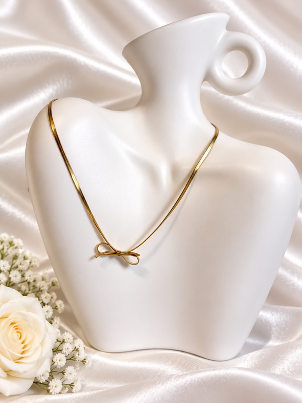 Gouden Snake Choker met Strikje  – Coquette