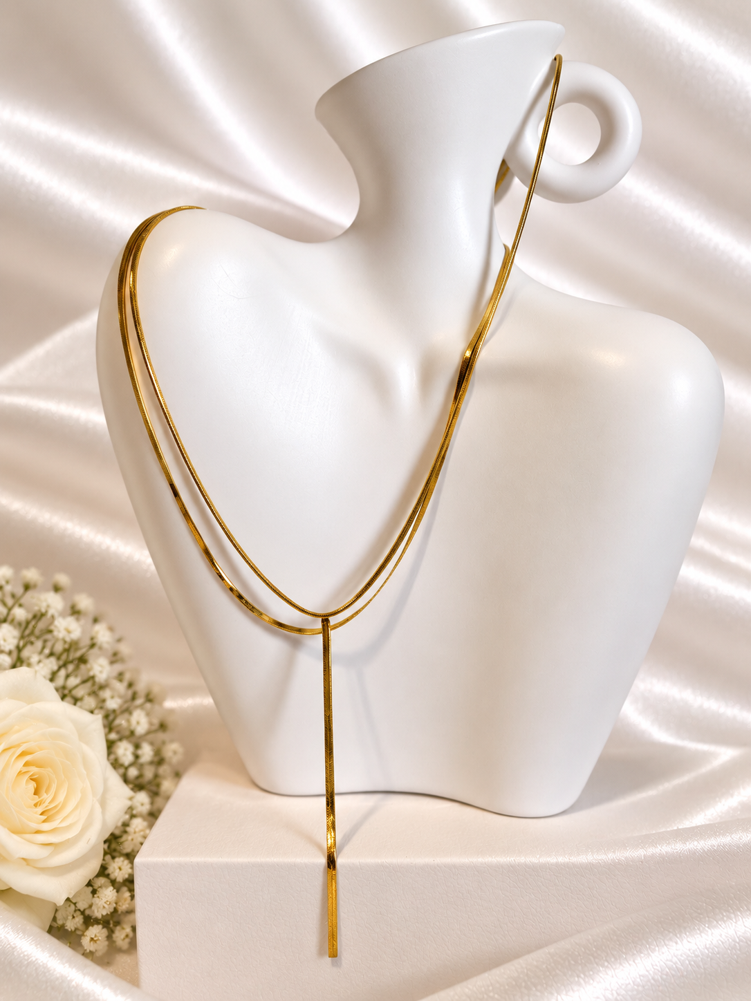 Gouden Gelaagde Y-Ketting – Snake Gelijk