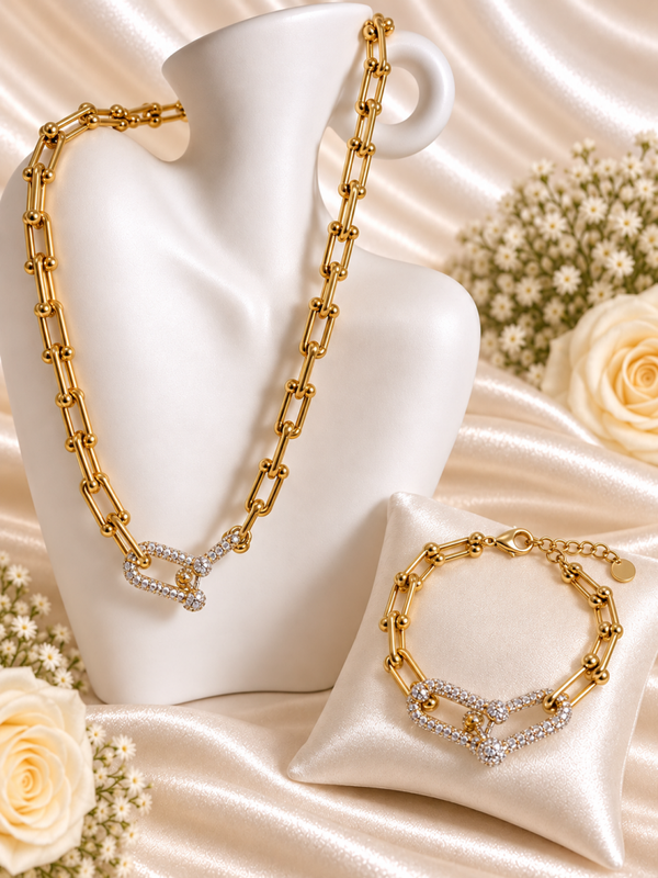 Luxe Sieradenset-HardWear Stijl Ketting & Armband