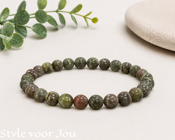 🟢 Armband van natuurlijke drakenbloedjaspis