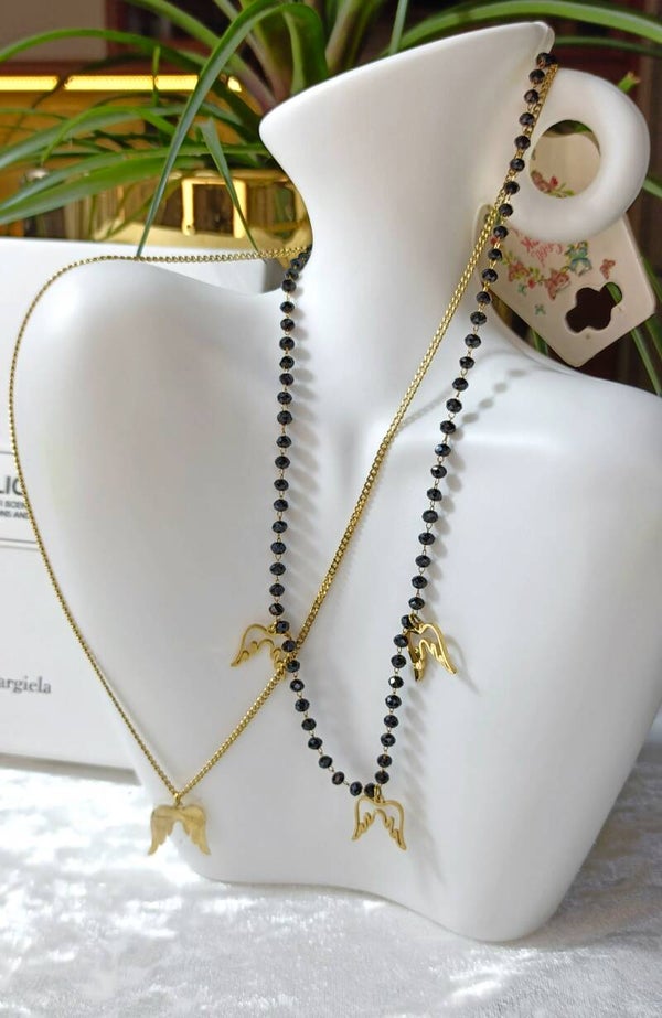 Dubbele ketting met onyx kralen