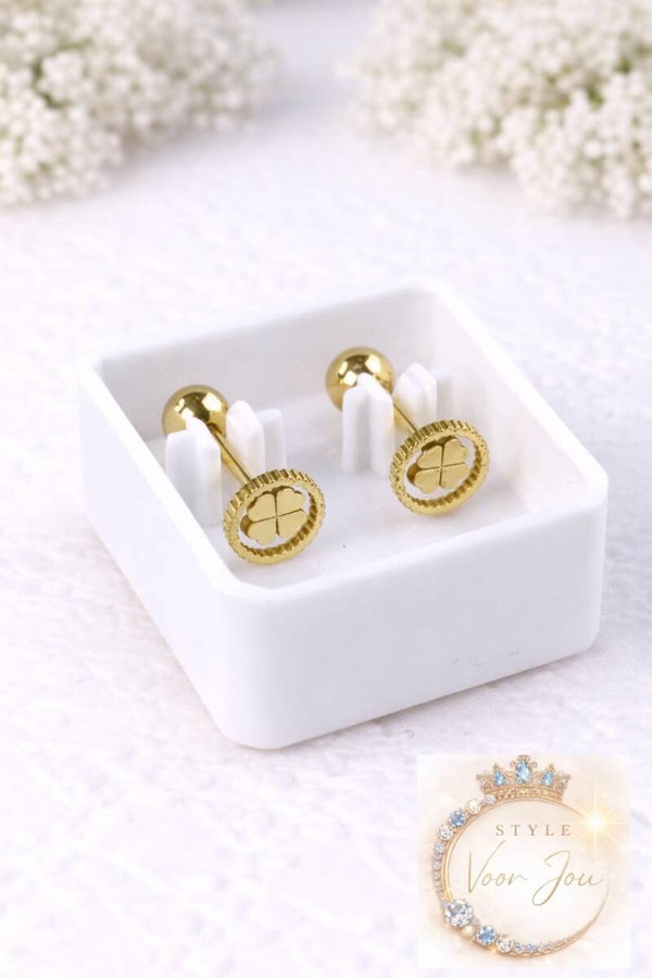 🍀✨ Subtiele oorbellen van chirurgisch staal in een luxe gouden