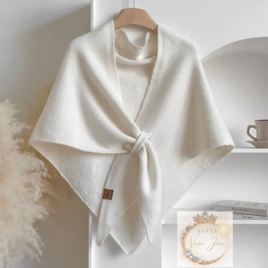 🤍Stijlvol poncho in een zachte crèmekleur