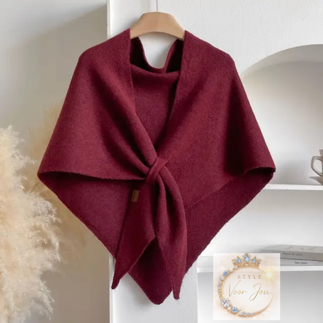 ❤️Stijlvol poncho in een diepe bordeauxrode kleur