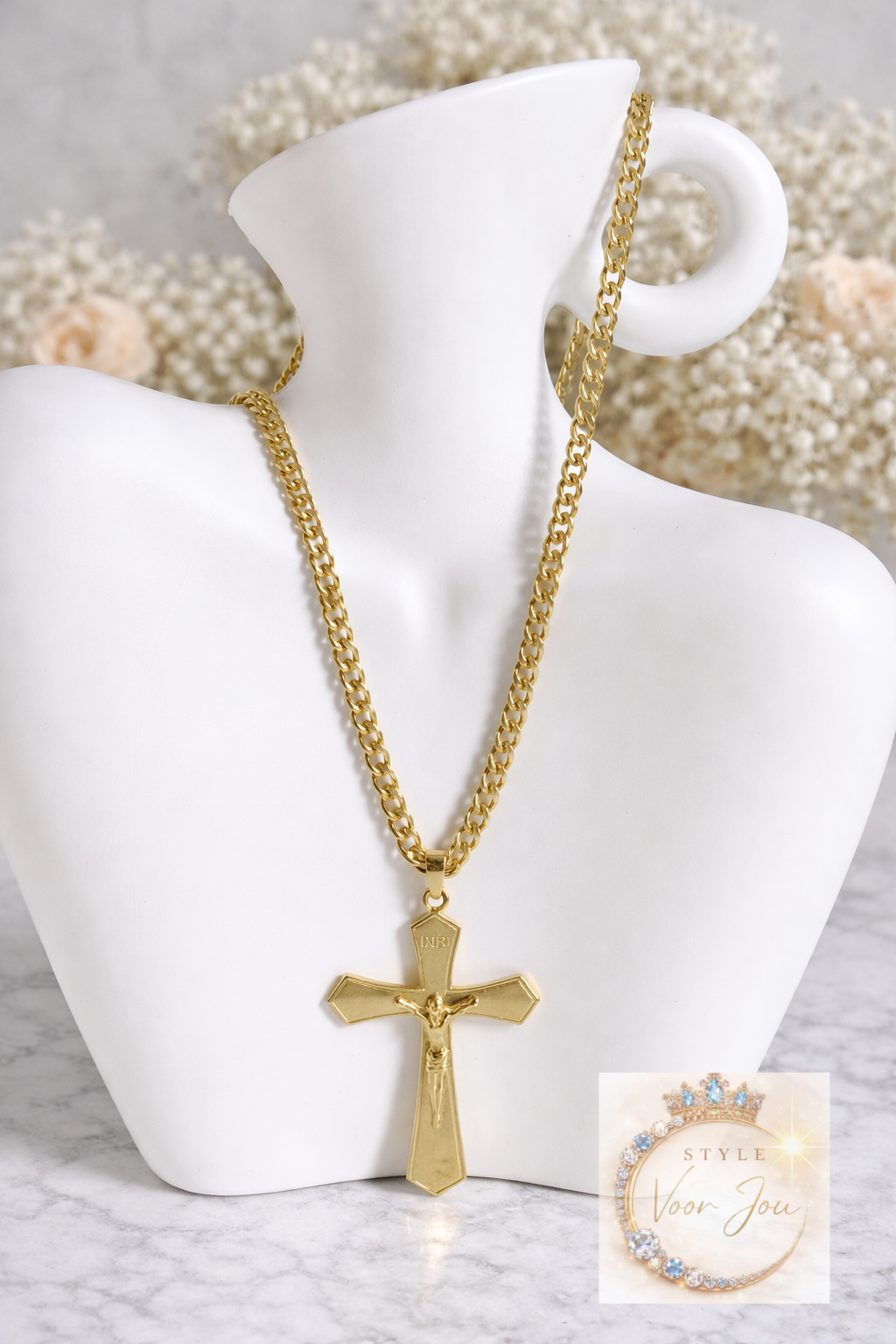 Ketting van 316L roestvrij staal met kruis