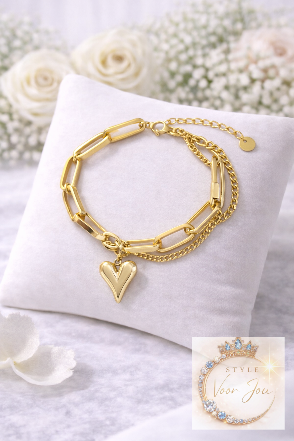 Goudkleurige armband met hart hanger