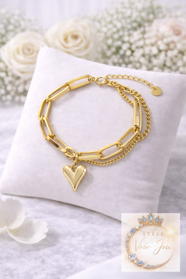 Goudkleurige armband met hart hanger