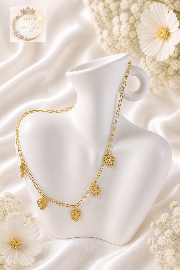 Ketting met monstera-bladeren