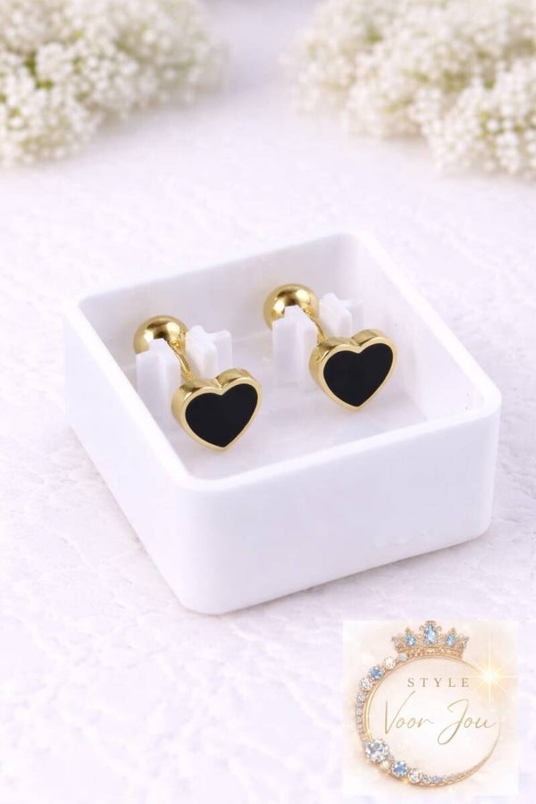 🖤✨ Elegante hartvormige oorbellen van chirurgisch staal