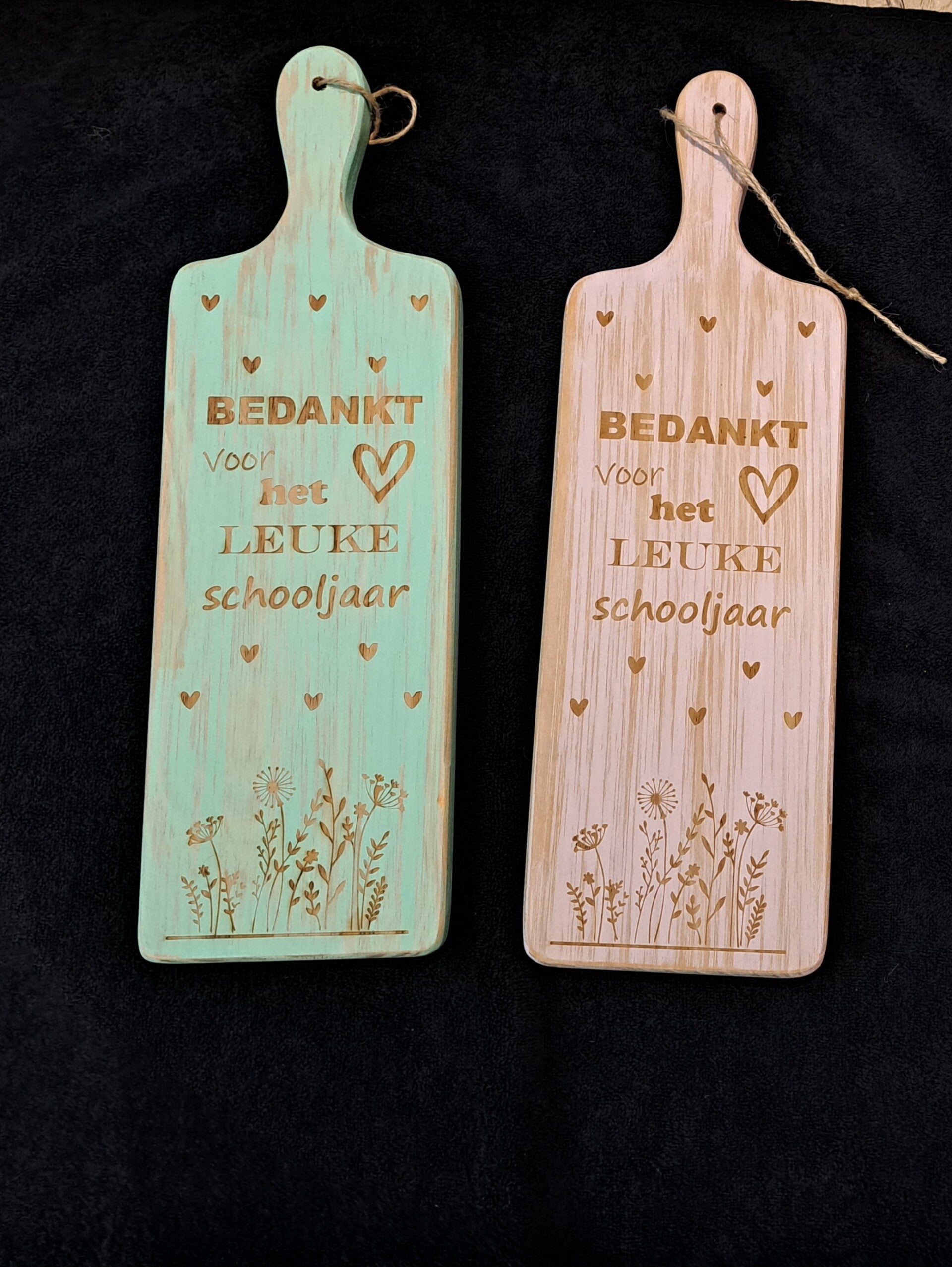 Borrelplank Lieve Juf 45cm  / bedankt voor het leuke schooljaar