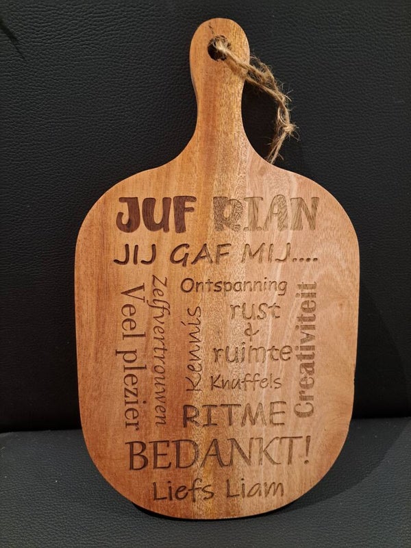 Borrelplank 32cm JUF jij gaf mij..
