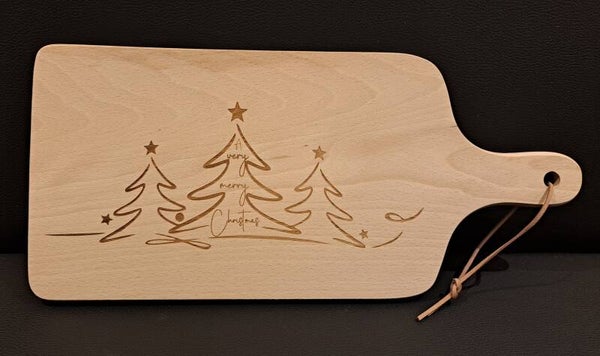 Kerst borrelplank beuken 35cm merry Christmas