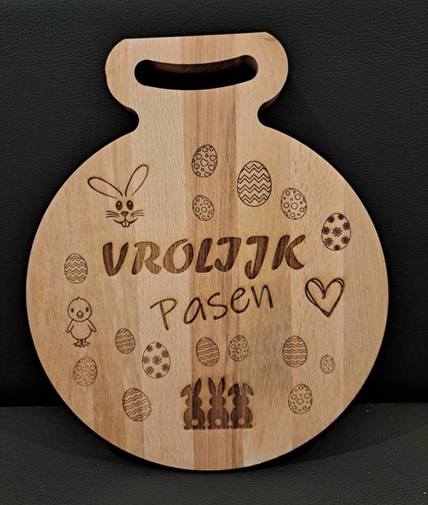 Vrolijk Pasen Borrelplank 25cm diameter