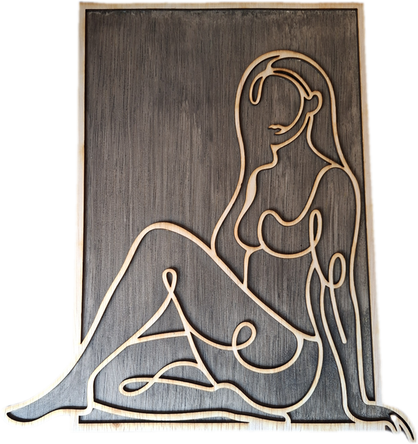 Line art - zittende vrouw