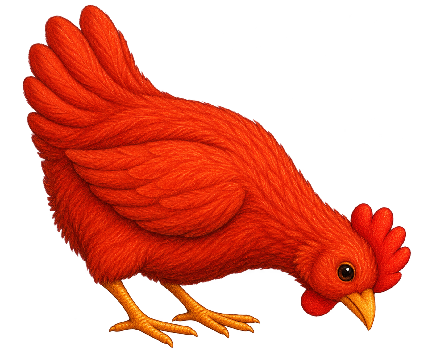 Hand-painted illustration of Lulu, the little orange hen and Elani's gentle companion in Elani and the Sea of Light.