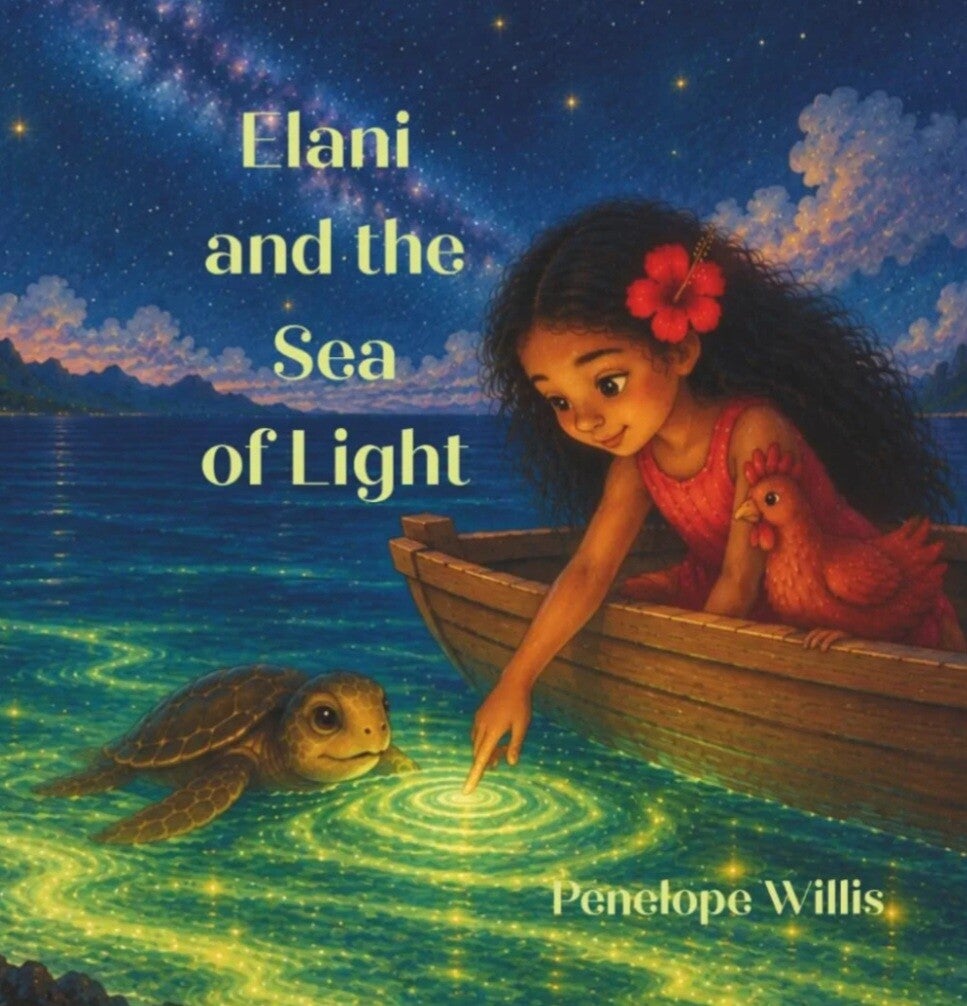 Elani and the Sea of Light book cover by Penelope Willis, calming children’s story about ocean wonder, friendship and caring for nature