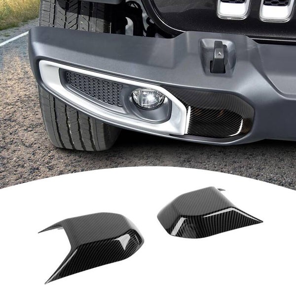 for Jeep JL Front Bumper Trim Cover Compatible with Jeep Wrangler JL JLU Gladiator JT 2018-2024 Carbon Fiber Exterior Accessories 2pcs