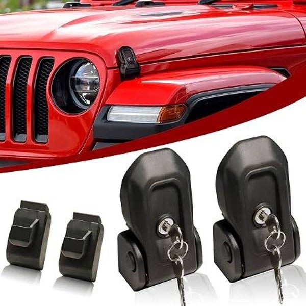 Car Anti-Theft Hood Latches Catch for 2018 2019 2020 2021 2022 2023 2024 2025 2026 Jeep Wrangler JL JLU,Jeep Gladiator JT 2020-2025