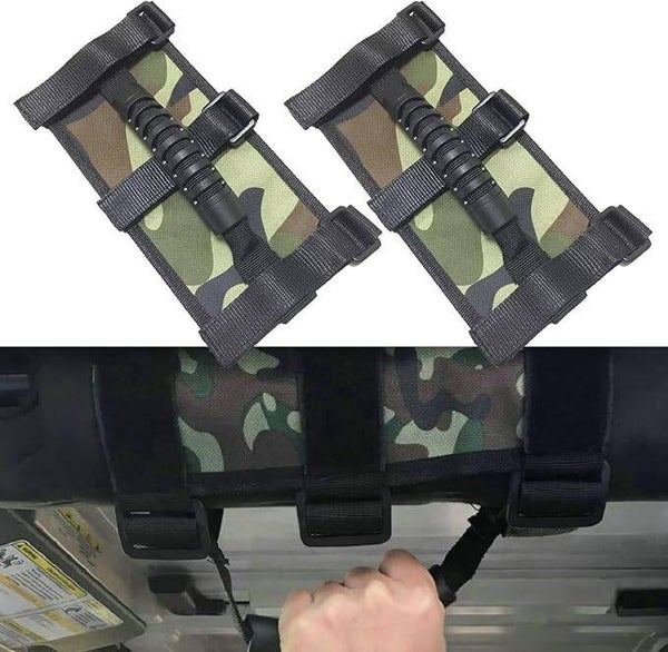 2Pcs Roll Bar Grab Handles for Jeep Wrangler, Fit for 1995-2018 Jeep Wrangler YJ TJ JK JKU Sports Sahara Freedom Rubicon X & Unlimited X 2/4 Door Roll Bar