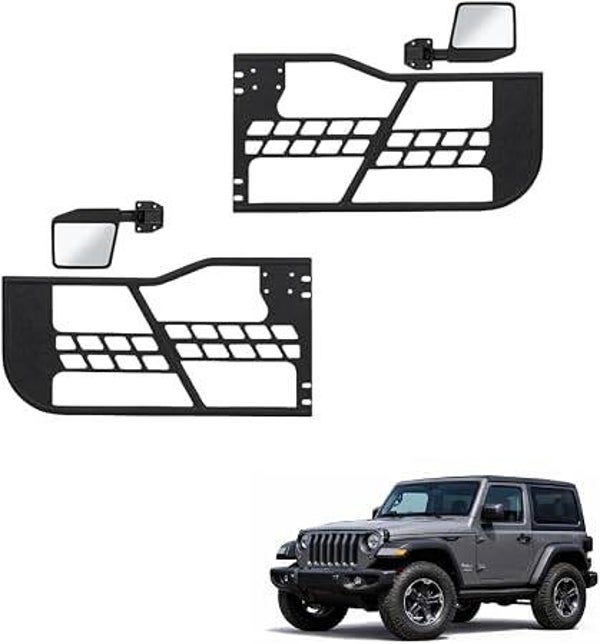 Half Door Kit with Side Mirrors for Jeep Wrangler JL 2-Door 2018–2025 | Heavy-Duty Steel Tube Half Doors | Off-Road Open Air Replacement Doors | Jeep Exterior Accessories