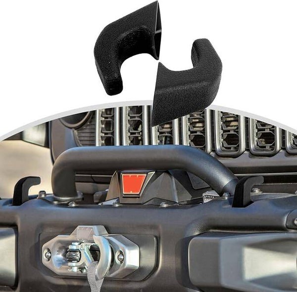 Front Bumper Tow Hook Cover Compatible with Jeep Wrangler JL JK 4XE and Gladiator JT 2007-2024, Rubber Tow Hook Protector Sleeve Cover, Black