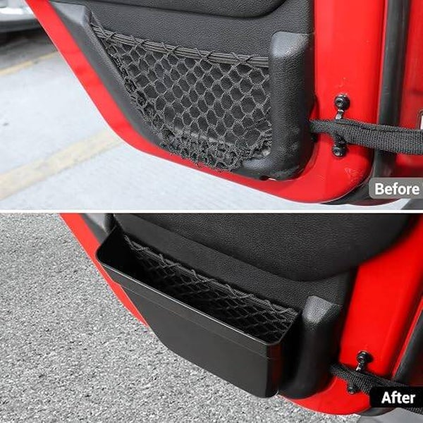 Hoolcar Rear Door Storage Pockets, Door Side Insert Organizer Box Door Net Pocket Replacement for 2011-2018 Jeep Wrangler JK JKU, Interior Storage Expansion Accessories, Black, 2PCs