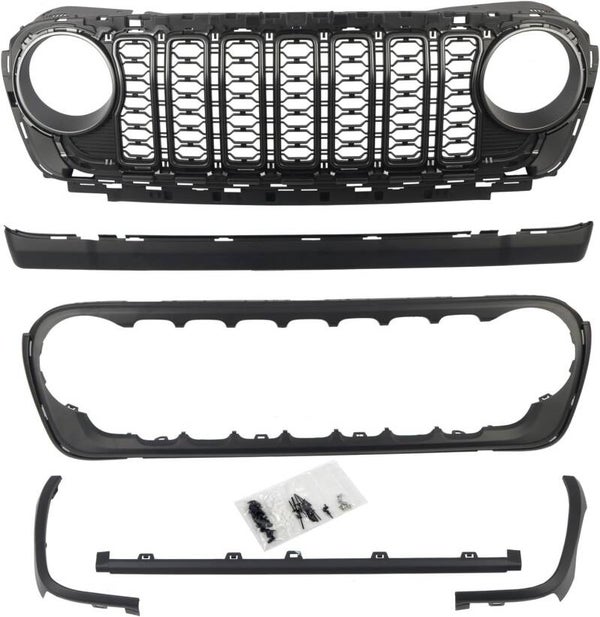 HIGH FLYING 20th Anniversary Style Front Grille Grid Grill Guard With Camera Hole for Jeep Wrangler JL 2018-2024 Gladiator ABS Blackout (No Camera Hole), JPWG20GT