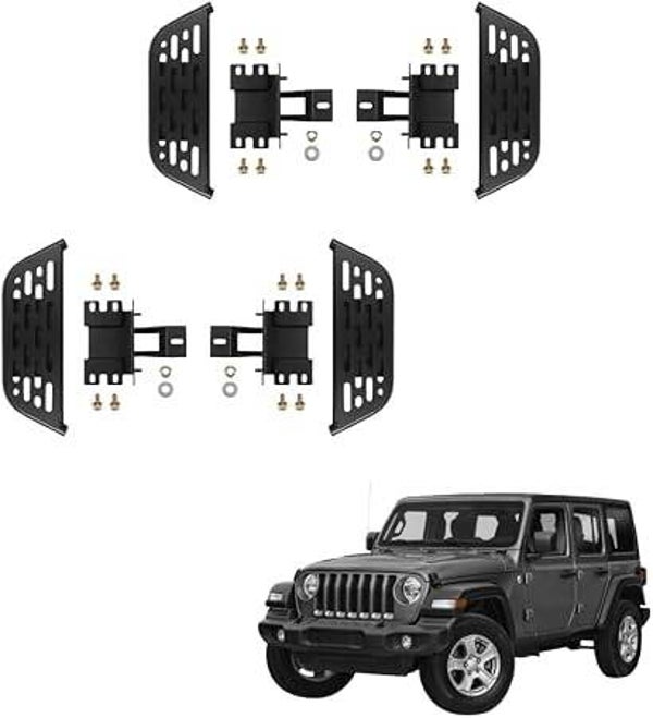 Side Steps for Jeep Wrangler JL/JLU 4 Door (2018–2025) | Heavy-Duty Steel Running Boards Nerf Bars with Anti-Slip Pads | Bolt-On Exterior Accessories