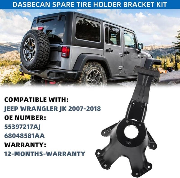 Dasbecan Spare Tire Holder Bracket Tire Carrier Rack Compatible with Jeep Wrangler JK 2007-2018 Replaces# 55397217AJ 68048581AA, High Center Mount 3rd Third Brake Light Assembly with Line,red