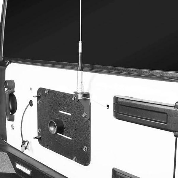 Antenna Mount Wrangler Spare Tire Carrier Aluminum Alloy Antenna Mountt Wear Resistant Anti Corrosion Spare Tire for Jeep Wrangler Unlimited Rubicon Sahara JK 2/4 Door Black