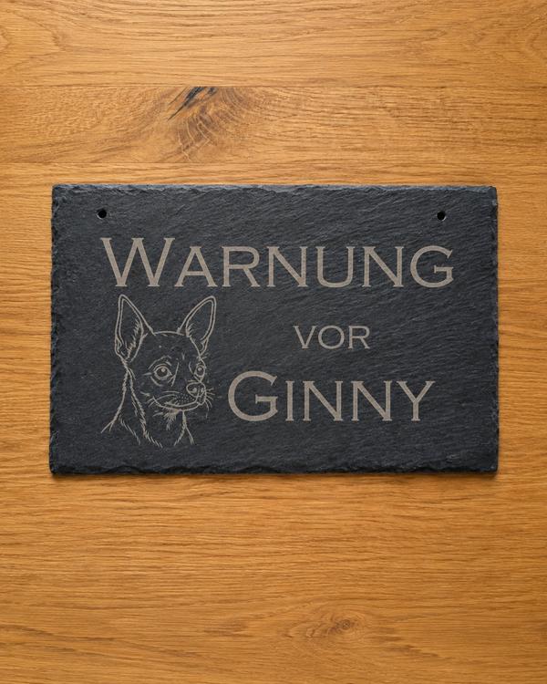 Standard - Hundeschild aus Schiefer - Personalisiert mit Name & verschiedenen Hundemotiven