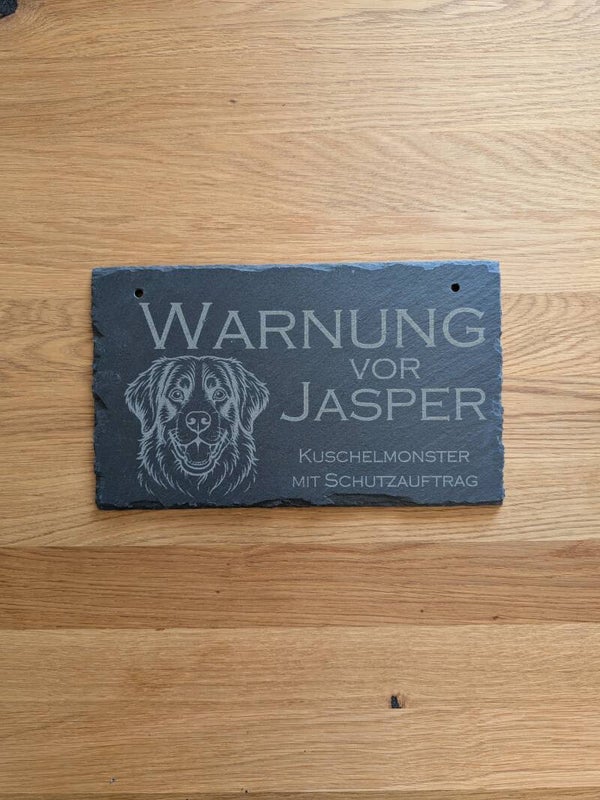 Standard Plus - Hundeschild aus Schiefer - Personalisiert mit Name, Spruch & verschiedenen Hundemotiven