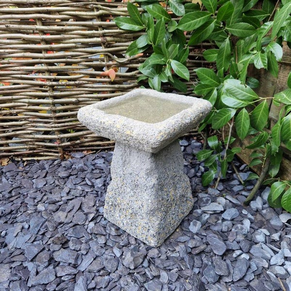 Aged Staddle Stone Bird Bath F square bowl